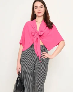 Royalfashion Ciemnoróżowa damska krótka narzutka