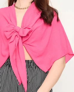 Royalfashion Ciemnoróżowa damska krótka narzutka