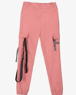 Royalfashion Ciemnoróżowe damskie spodnie bojówki z paskiem