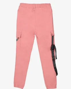 Royalfashion Ciemnoróżowe damskie spodnie bojówki z paskiem