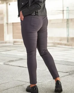Royalfashion Ciemnoszare damskie ocieplane spodnie typu tregginsy PLUS SIZE