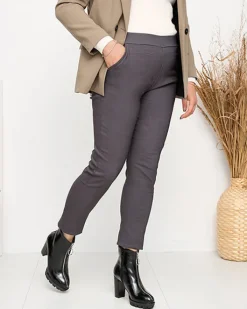 Royalfashion Ciemnoszare damskie ocieplane spodnie typu tregginsy PLUS SIZE