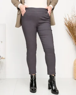 Royalfashion Ciemnoszare damskie ocieplane spodnie typu tregginsy PLUS SIZE