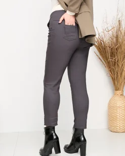 Royalfashion Ciemnoszare damskie ocieplane spodnie typu tregginsy PLUS SIZE