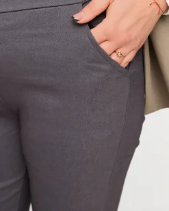 Royalfashion Ciemnoszare damskie ocieplane spodnie typu tregginsy PLUS SIZE