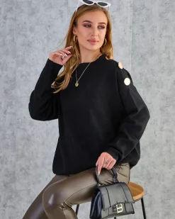 Royalfashion Cienki damski sweter z ozdobami na ramionach