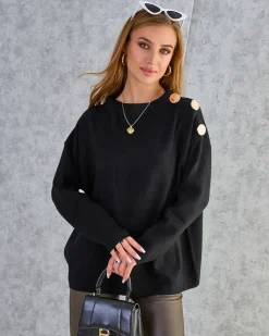 Royalfashion Cienki damski sweter z ozdobami na ramionach