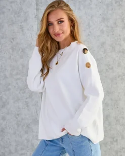 Royalfashion Cienki damski sweter z ozdobami na ramionach