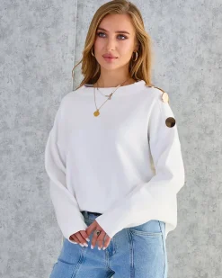 Royalfashion Cienki damski sweter z ozdobami na ramionach