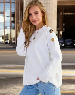 Royalfashion Cienki damski sweter z ozdobami na ramionach