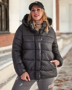 Royalfashion Czarna damska kurtka zimowa