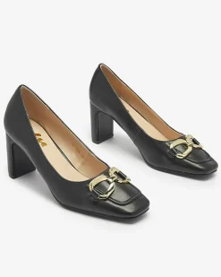 Royalfashion Czarne czółenka damskie na słupku Cancoro