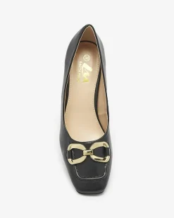 Royalfashion Czarne czółenka damskie na słupku Cancoro