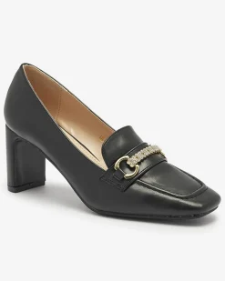 Royalfashion Czarne czółenka damskie na słupku Kolalic