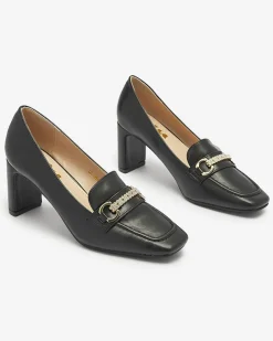 Royalfashion Czarne czółenka damskie na słupku Kolalic