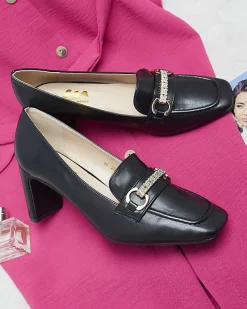 Royalfashion Czarne czółenka damskie na słupku Kolalic