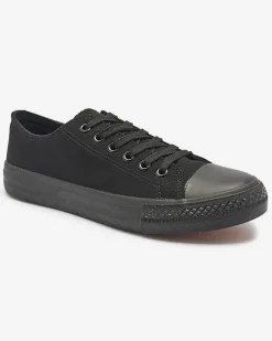 Royalfashion Czarne damskie klasyczne sznurowane trampki Ogisa