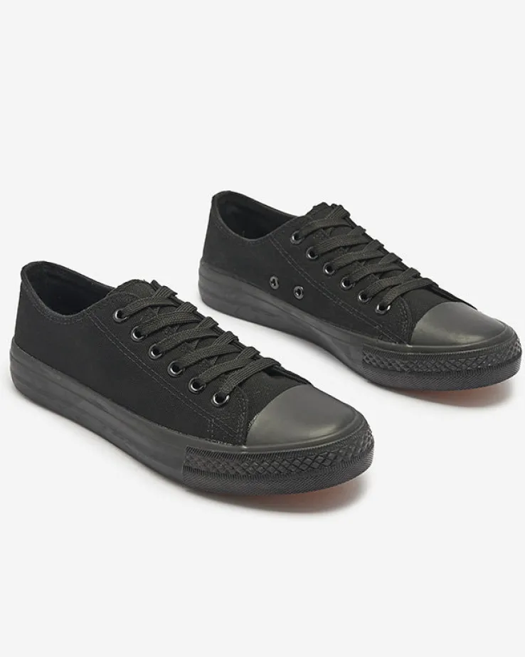 Royalfashion Czarne damskie klasyczne sznurowane trampki Ogisa