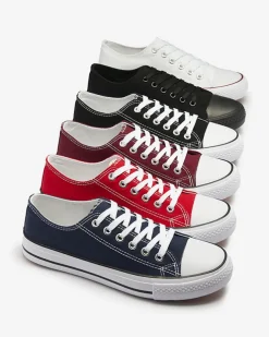 Royalfashion Czarne damskie klasyczne sznurowane trampki Ogisa