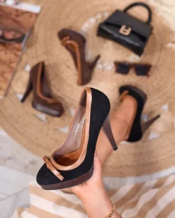 Royalfashion Czarne damskie czółenka na wysokiej szpilce Zistin