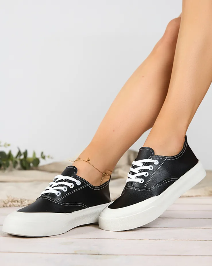 Royalfashion Czarne damskie tenisówki Lorino