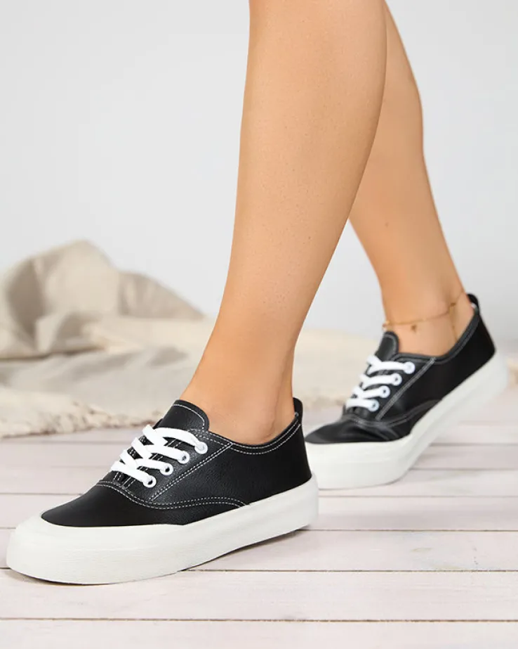 Royalfashion Czarne damskie tenisówki Lorino