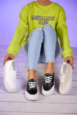 Royalfashion Czarne damskie tenisówki Lorino