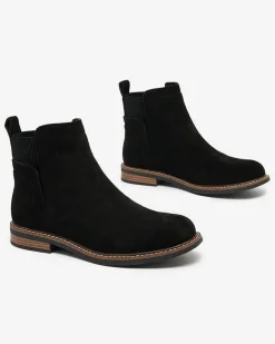 Royalfashion Czarne damskie botki a'la sztyblety z eko-zamszu Veysi