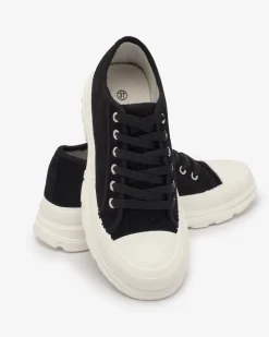 Royalfashion Czarne damskie trampki na platformie Spollero