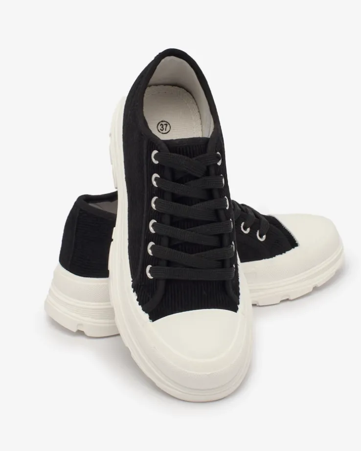 Royalfashion Czarne damskie trampki na platformie Spollero