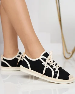 Royalfashion Czarne damskie tenisówki tkaninowe Mokida