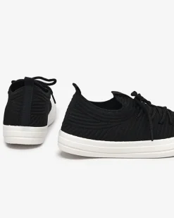 Royalfashion Czarne damskie prążkowane trampki Manfer