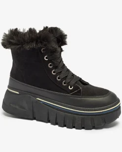 Royalfashion Czarne damskie sznurowane buty a'la śniegowce na platformie Neatesa