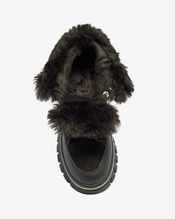 Royalfashion Czarne damskie sznurowane buty a'la śniegowce na platformie Neatesa