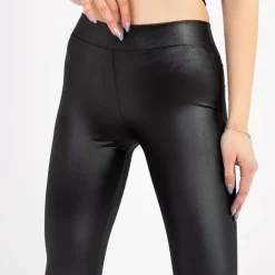 Royalfashion Czarne damskie eko-skórzane tregginsy