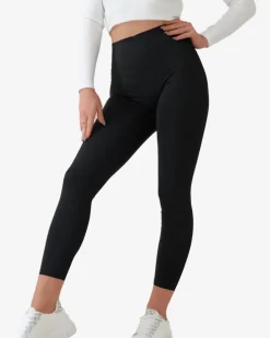 Royalfashion Czarne damskie legginsy z szeroką gumą w pasie