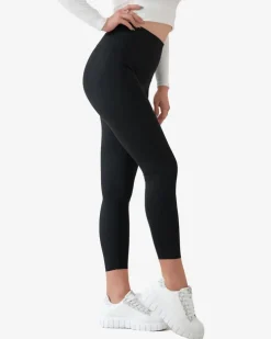 Royalfashion Czarne damskie legginsy z szeroką gumą w pasie