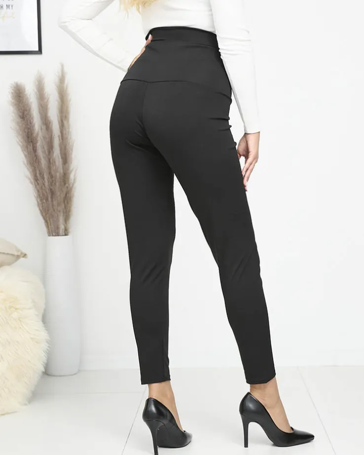 Royalfashion Czarne damskie legginsy PLUS SIZE