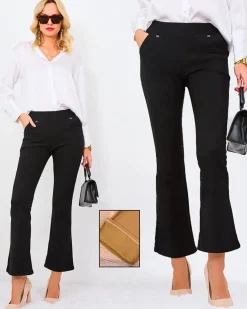 Royalfashion Czarne damskie ocieplane tregginsy a'la dzwony