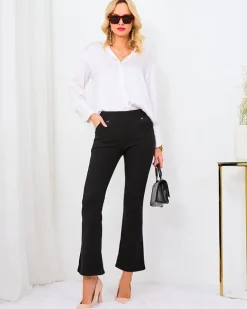 Royalfashion Czarne damskie ocieplane tregginsy a'la dzwony