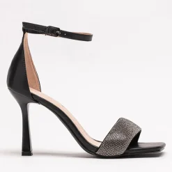 Royalfashion Czarne damskie sandały na szpilce Enedi