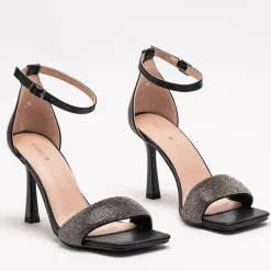 Royalfashion Czarne damskie sandały na szpilce Enedi