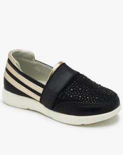 Royalfashion Czarne dziecięce tenisówki slip - on Ciarala