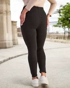 Royalfashion Czarne klasyczne damskie legginsy z ociepleniem PLUS SIZE