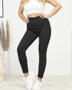 Royalfashion Czarne klasyczne damskie legginsy z ociepleniem PLUS SIZE
