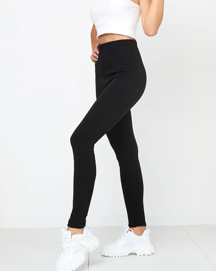 Royalfashion Czarne klasyczne damskie ocieplane legginsy PLUS SIZE