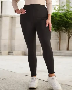 Royalfashion Czarne klasyczne damskie ocieplane legginsy PLUS SIZE