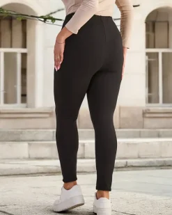 Royalfashion Czarne klasyczne damskie ocieplane legginsy PLUS SIZE
