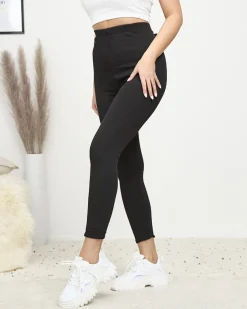 Royalfashion Czarne klasyczne damskie ocieplane legginsy PLUS SIZE