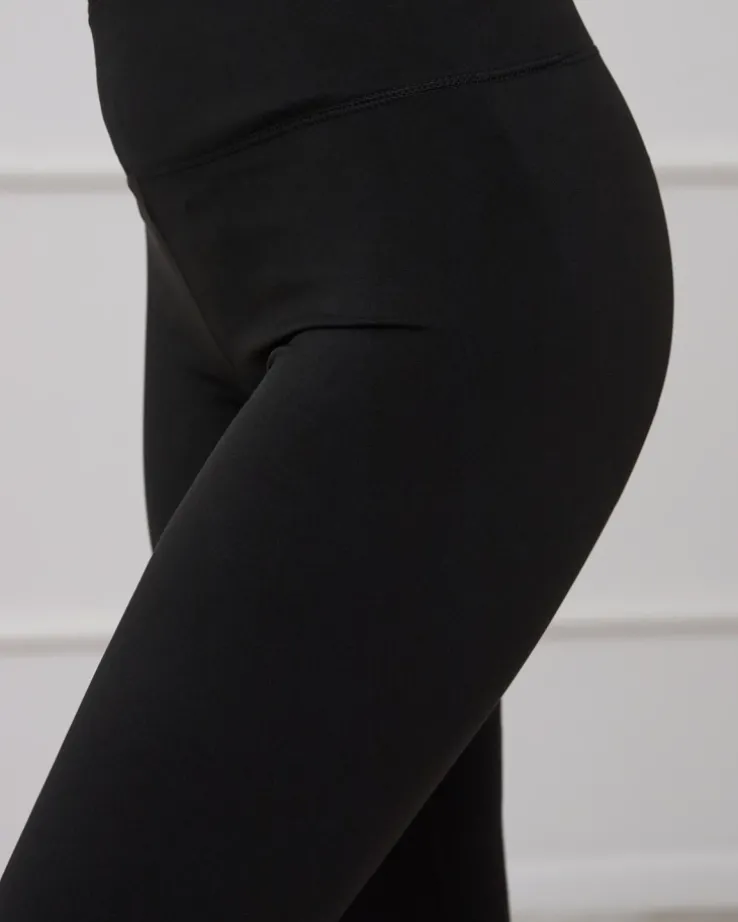 Royalfashion Czarne legginsy damskie z szeroką gumą w pasie